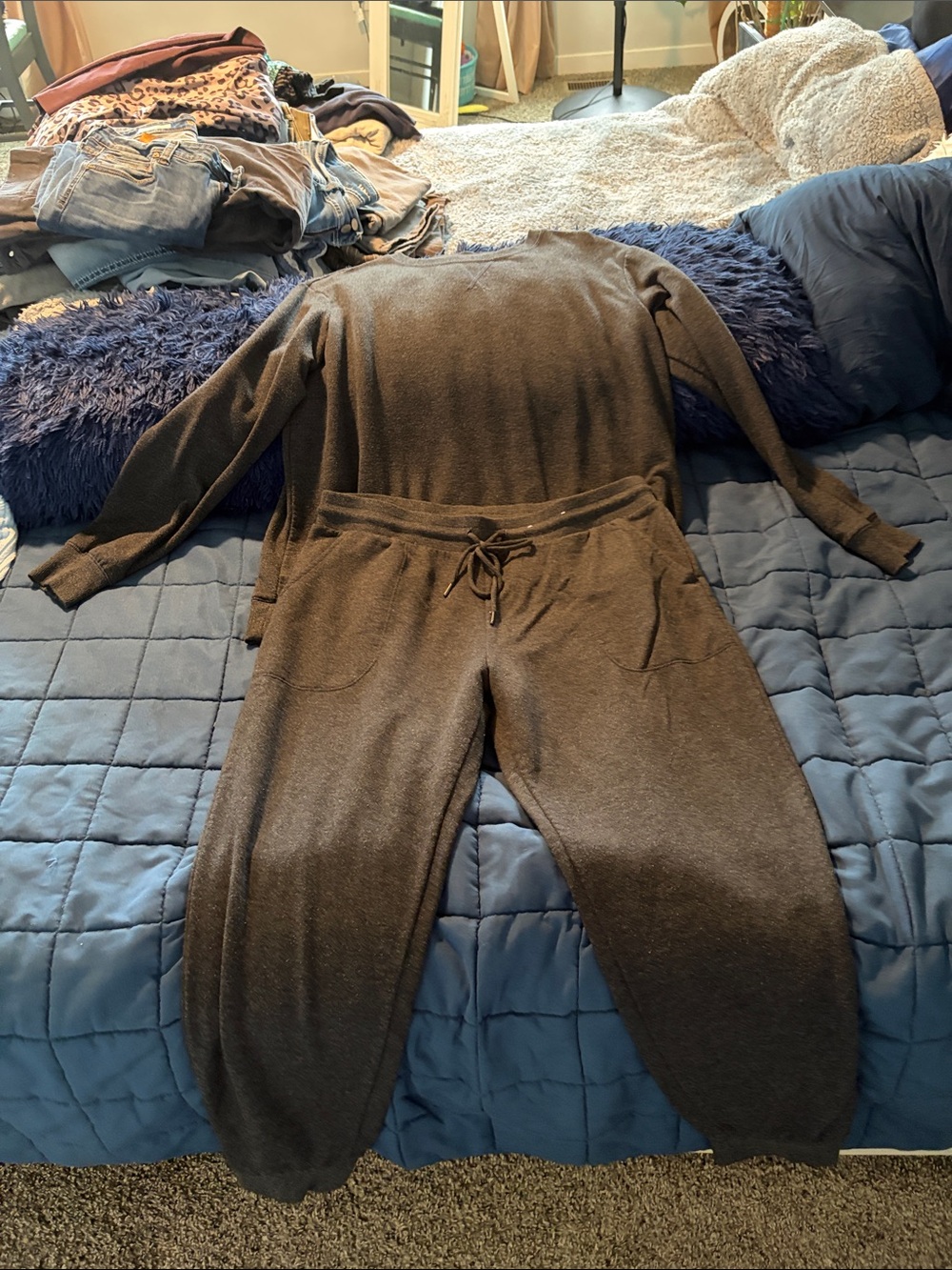 stars above charcoal grey Knit Drawstring Joggers with Matching Pullover
